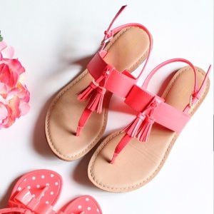 Old Navy, size 8, neon coral, tassel sandal